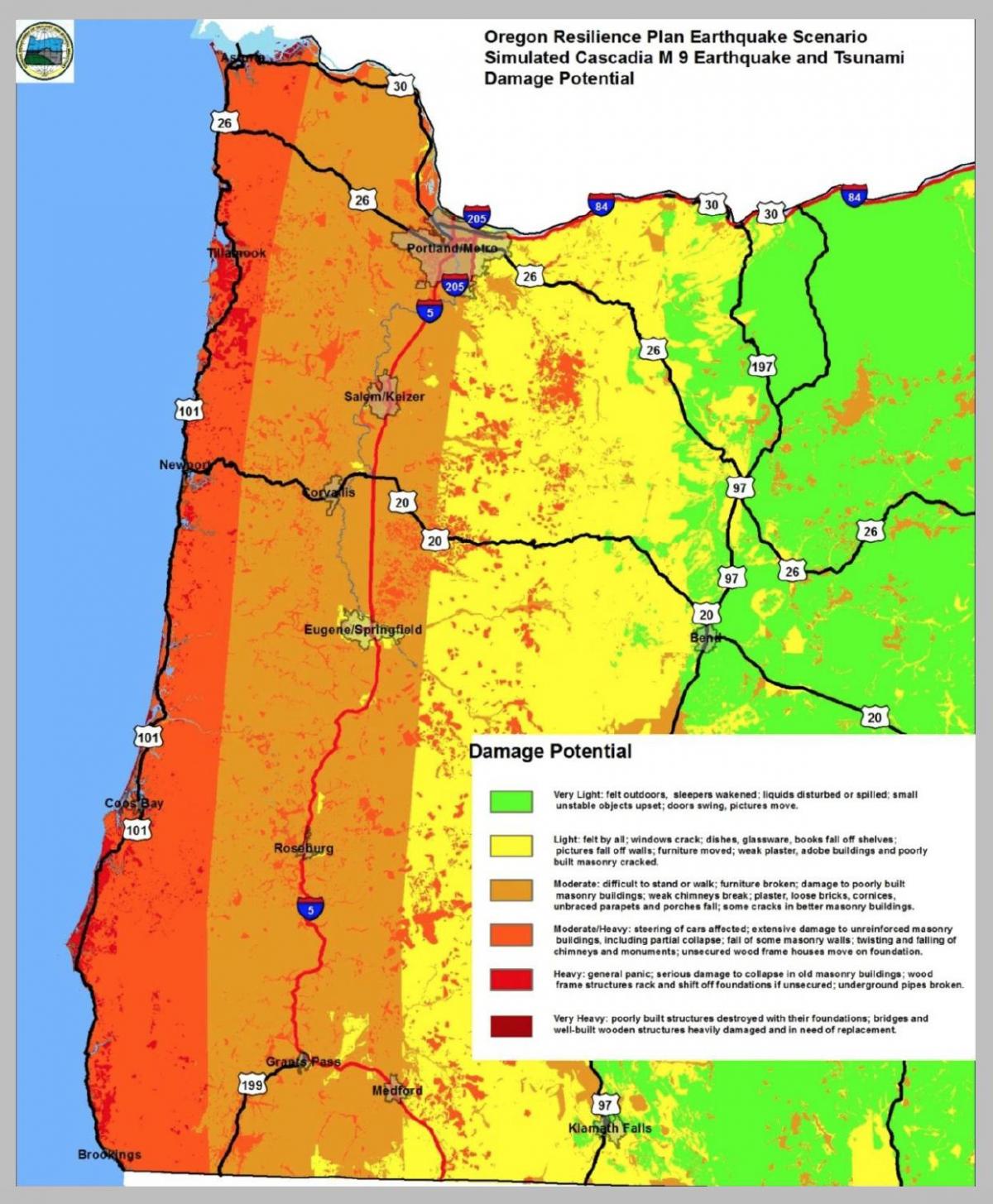 deprem haritası Portland