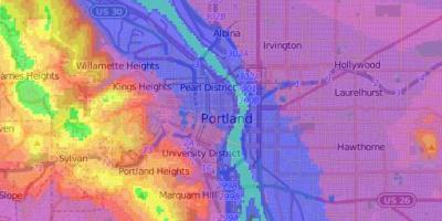 Yükseklik haritası Portland Oregon